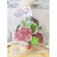 Кошничка с магнит с мини цветя в бордо Кошничка с магнит с мини цветя в бордо