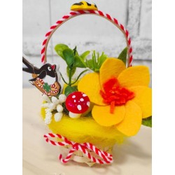 Мартеничка Мини кошнички магнит с Лястовичка и нарцис