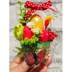 Мини Великденска кошничка с магнит – червена